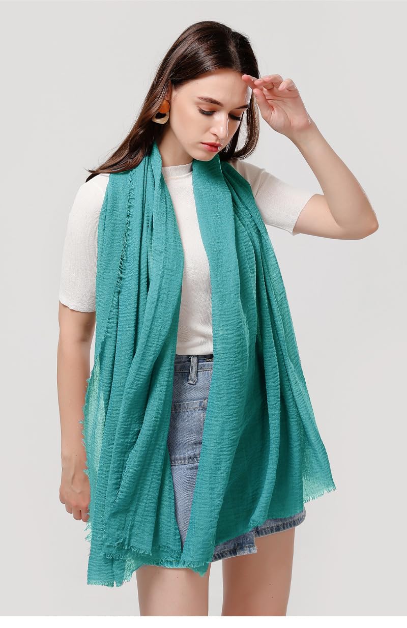 ICW Women's UV Protection Premium Light Weight Wrinkle Ironless Crinkle Cotton Hemp Summer Scarf Stoles Shawl head scarves for girls (colour 11)