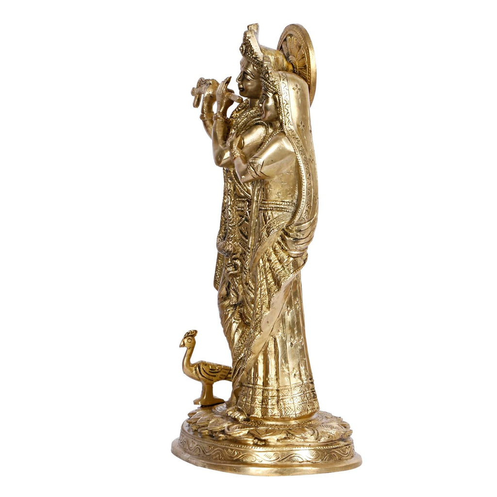 SVARUP Brass Radh Krishna Idol in Gold Color Height 12 Inch