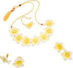 BengCraft Women Artificial Chapa Flower Bridal Haldi Jewellery Set of Necklace, Earring, Finger Ring & Maang Tika | Handmade Floral Jewelry for Bride's Mehendi, Mehndi, Shower, Festive Party Function