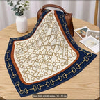 Etietnic Satin Square Head Scarf for Women,KEY BLUE Printed