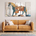 VIBECRAFTS Wall Painting of Patterned Horse of Five Pieces For Home|Office|Living Room|Gift (PTVC5Pcs4_8745)