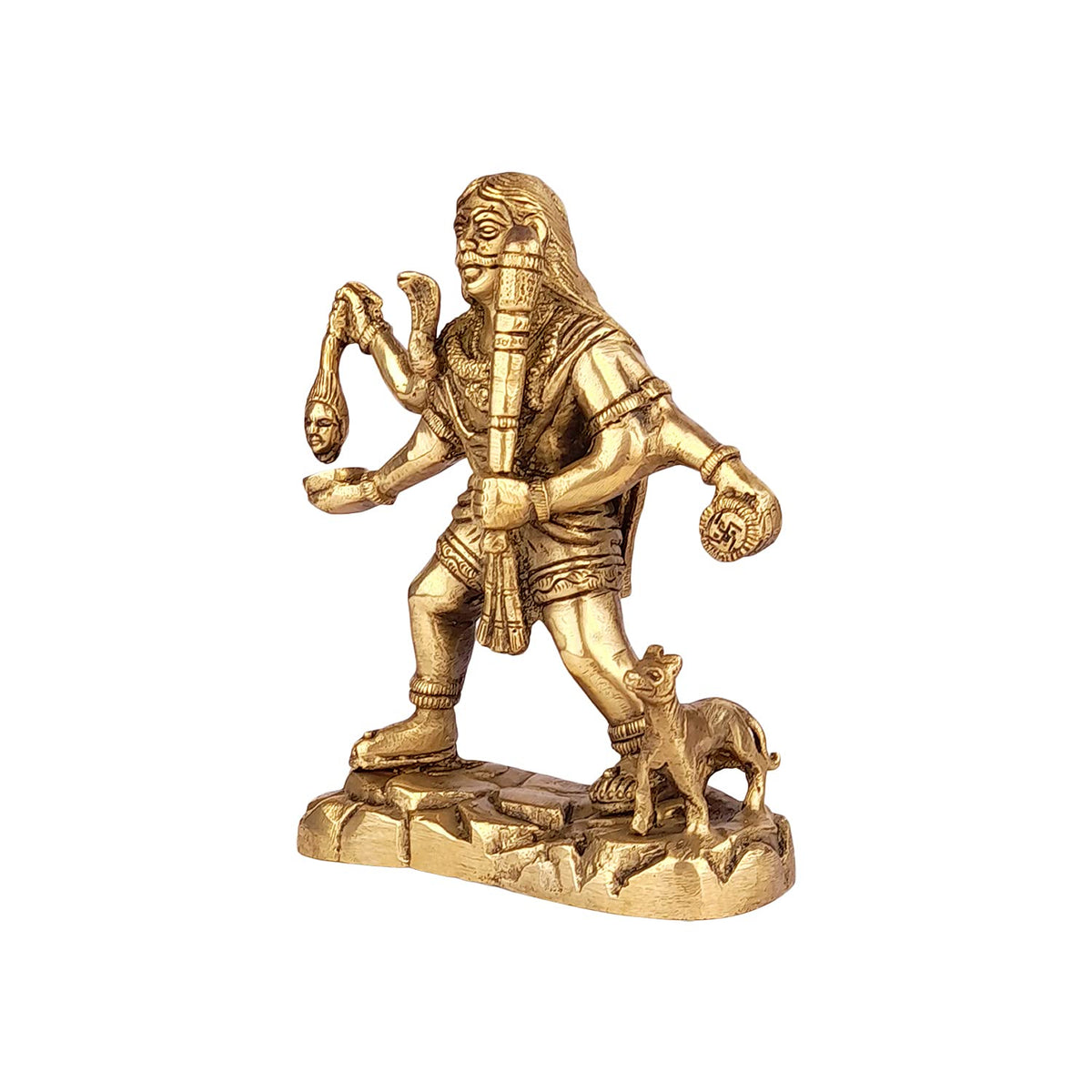 ARTVARKO Brass Idol Kaal Bhairav Murti Kalbhairav Bhairo Baba Kaala Bhairava Sculpture Mahakal Diety Avatar of Lord Shiva with Dog Height 7 Inch