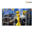 VIBECRAFTS Beautiful Women With Car 5 Pieces Canvas Wall Painting For Home | Office | Living Room | Gift (PTVC5Pcs4_8520)
