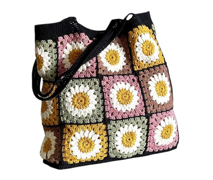 M/S DIGITAL HANDICRAFT Crochet Tote Bag Modern Handbag Cotton Handmade bag Shoulder bag Reusable Bag Market Bag Crochet beach bag Beautiful Pack of 1