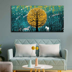VIBECRAFTS Canvas Paintings for Living Room Drawing Room White Horses IN Forest Canvas Wall Painting Fitted With Wooden Frame For Home | Office | Living Room | Gifts (PTVCH_2517)