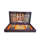 Soulwise Ram Darbar Pocket Temple Box with Charan Paduka & Ramayan Chaupai | Gold Plated Pooja Gift for Home, Office & Car (8 x 5 Inch) | Auspicious New Year & Religious Gift – Brown