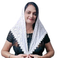 Devino Ora White Lace Triangle Scarf/Shawl, Small Flower White, 1
