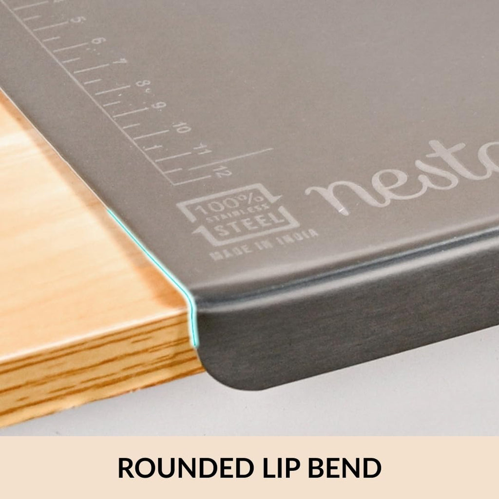 Nestasia Stainless Steel Counter Top Chopping Board (41.5cm x 29cm) | Anti-Slip Rustproof Cutting Board with Measurement Markings for Chopping Fruits & Vegetables