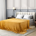 Wakefit Premium Flannel Solid Single Bed Blanket (86x60 Inch) | 200 GSM Reversible Lightweight Soft Polyester Blanket for Bed, Sofa, Couch, Travel & Camping | Gentle Machine Washable | Yellow Kafalo