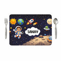 VS GIFTS Customized Table Mat with Name & Design Engraving | Personalized Dining Mat with Spoon & Fork | Customized Birthday Gift for Kids (Space) Kafalo