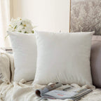 Khooti Velvet Cushion Cover, 26x26 | Pure White | Pack of 3 | Solid Plain Soft & Smooth, Decorative Cushion Covers for Living Room, Bedroom, Couches, Chairs, Sofas, Beds & Home Decor