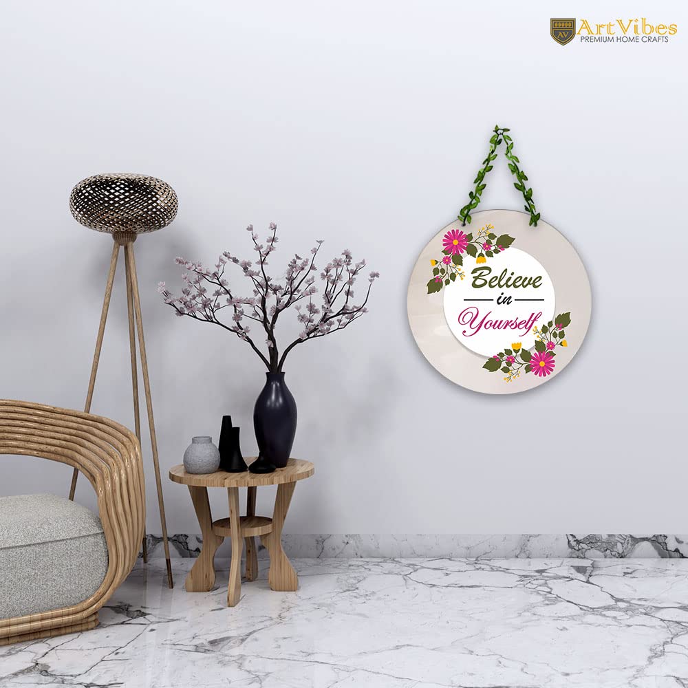 Artvibes Believe in Yourself Wall Hanging for Home | Decorative Items For Decor | MDF Wooden Hanger Decoration | Art Piece (WH_8205N)