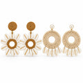 TR HAUTE Fashion Jewellery Bohemian Seashell Earrings Set of 2 for women and girl ,Handcrafted boho Macrame and Cowrie Flower Design, combo of 2 earring set for women and girl. trending earringes. pack of 2
