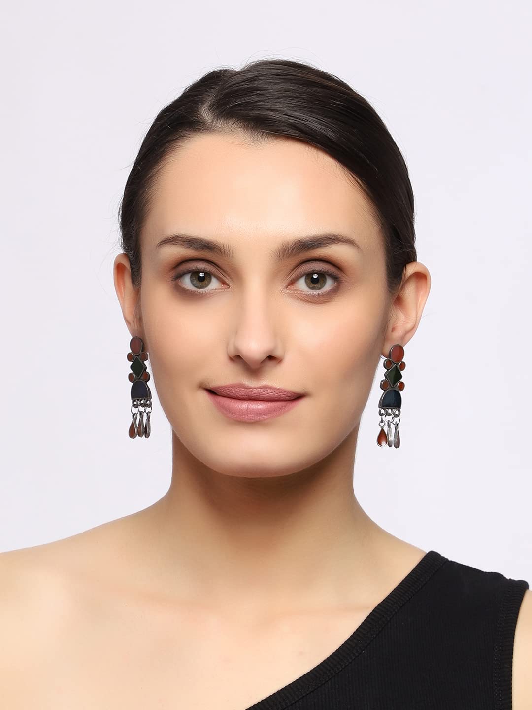 VENI Oxidised Afghan Earrings for Women & Girls | Handmade Antique Silver Boho Tribal Dangler Earrings | Traditional Statement Ethnic Jewellery | Party, Wedding & Festive.