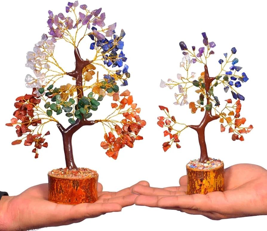 FIRSTRAY® 7 Chakra Vastu Crystal Stone Tree for Vastu and Healing (Height: 6 Inches) | (F14)