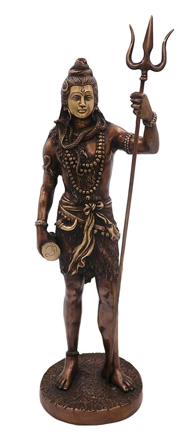 ARTVARKO Lord Shiva God Statue Big Size Brass Bhagwan Standing with Trishul Idol Sculpture Murti Height 2 Feet.