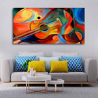 VIBECRAFTS Canvas Paintings for Living Room Drawing Room Colorful Abstract Guitar Canvas Wall Painting Fitted With Wooden Frame for Home | Office | Gift (PTVCH_2433)