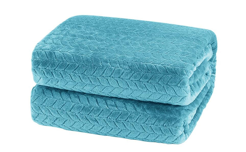 A Brand New - Umi Premium Plush AC Blanket - Lightweight Luxurious Soft Leaf Flannel Blanket, Super Soft Cozy and Comfy for Couch - (Double - 228 x 228 CM, Aqua)| TC - 200 Kafalo
