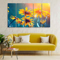 VIBECRAFTS Mexican Sunflower 5 Pieces Canvas Wall Painting For Home | Office | Living Room | Gift (PTVC5Pcs4_8541)