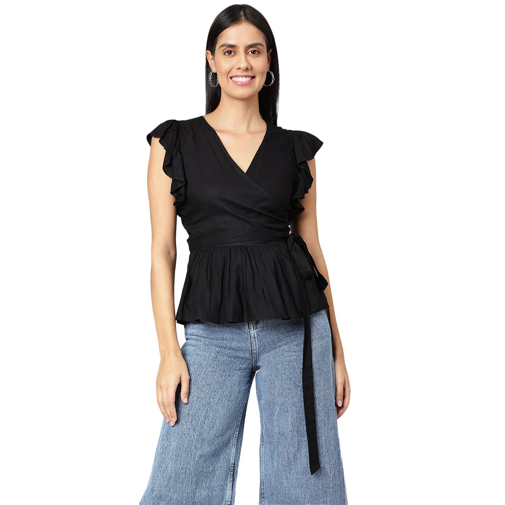 FINSBURY LONDON® WRAP TOP - BLACK