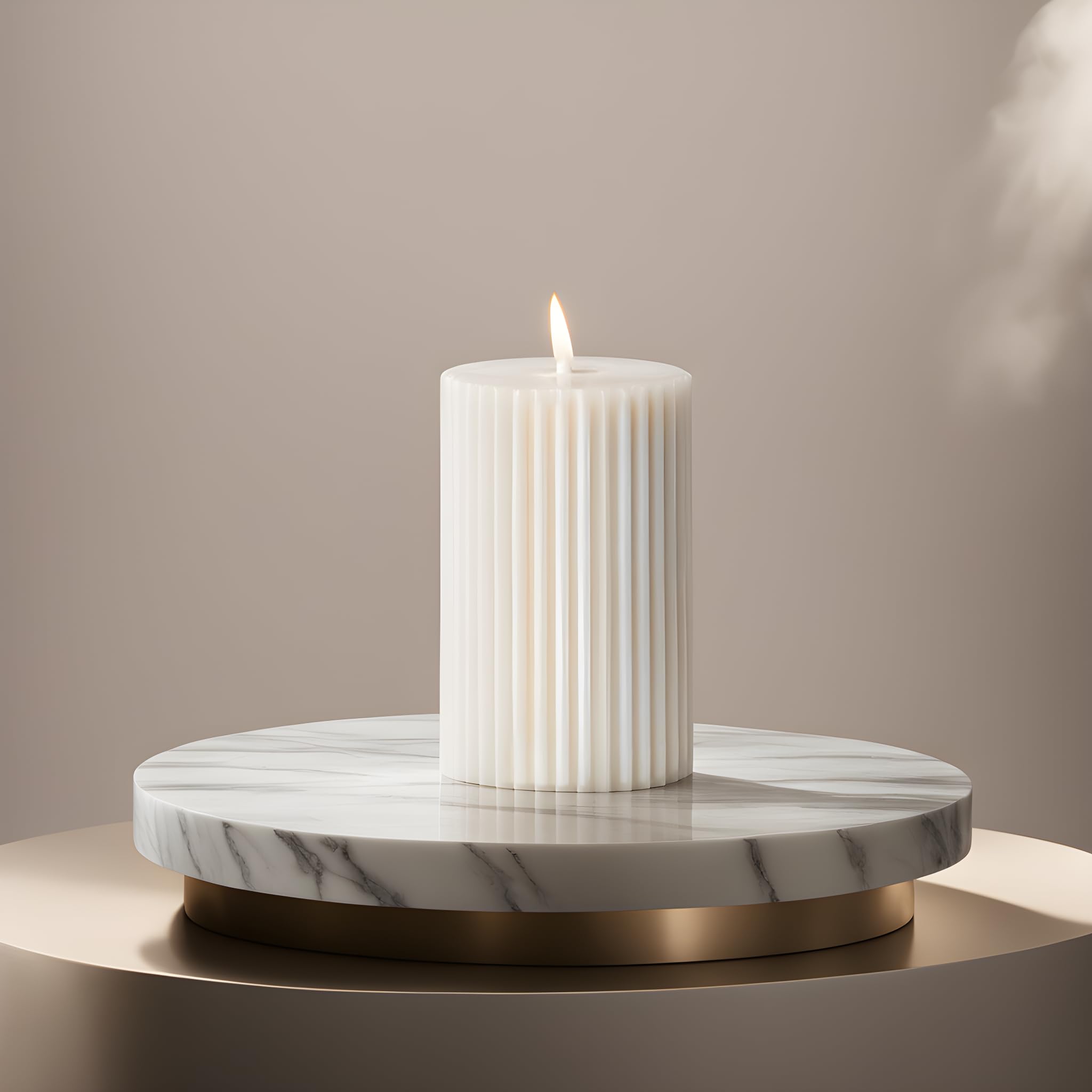 atorakushon Soy Wax Pillar Candle Set of 3 Pcs Ribbed Scented Pillar Candles 2x3''inches for Home Decor Diwali Wedding Valentine Church x-Mass (White)