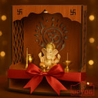 ANCHARA Wooden Pooja Mandir for Home | Handcrafted Small Home Temple with Om Design | Wall-Mounted/Countertop Prayer Unit | Compact Mandir for Office, Home, Gift | 27 x 14 x 36 cm
