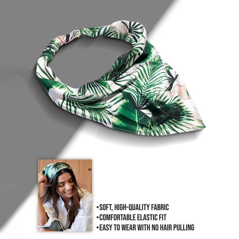 Hair Drama Co. Tropical Printed Women Elastic Scrunchies Hair Bands Retro Hair Ties Scarf Rubber Band Hair Accessories for Women & Girls