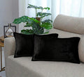 RD TREND® Velvet 250 GSM Rectangular 18x 28 Inches Cushion Covers Set of 2 | Throw Pillow Covers for Sofa, Bed & Living Room | Perfect for Home Décor Solid Black