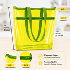 TERA 13 Transparent Tote Bag For Women & Girls, Clean PVC Shoulder Handbag, Waterproof Reusable Shopping Bag, Beach Bag, Travel Tote,Large Capacity Zipper Closure, Everyday Carry Bag (1 Pcs)