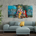VIBECRAFTS Hindu Radha Krishna Wall Painting Set of Five For Home|Office|Living Room|Gift (PTVC5Pcs2_6552)