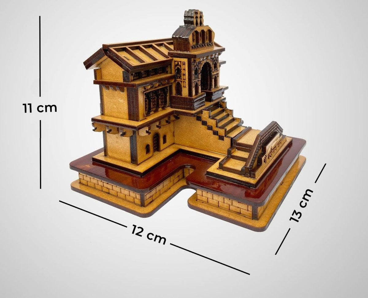 REVIVE LIFE STYLE 3D Pine Wood Shri Badrinath Dham Temple Model for Home/Office/Shop/Car and Bus Dashboard (Pack of 1)