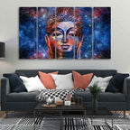 VIBECRAFTS Divine Buddha Head Wall Painting Five Pieces For Home|Office|Living Room|Gift (PTVC5Pcs4_8640)