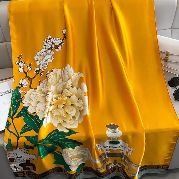 SWANKY Silk Stoles For Women Stylish Latest, Scarf for ladies & Girls, Head Neck Scarves, duppatta for girls (Yellow)