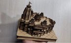 Prem Mandir Wooden Temple Model, Decorative Vrindavan Architecture Replica (Pack of 1)