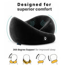 TRAVALATE Round Shape Travel Neck Pillow and Sleeping Eye Mask Combo–Black