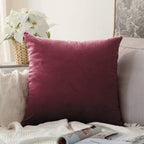 Khooti Velvet Cushion Cover, 20X20 Inches | Jam | Pack of 1 | Solid Plain Soft & Smooth, Decorative Cushion Covers for Living Room, Bedroom, Couches, Chairs, Sofas, Beds & Home Decor, Red