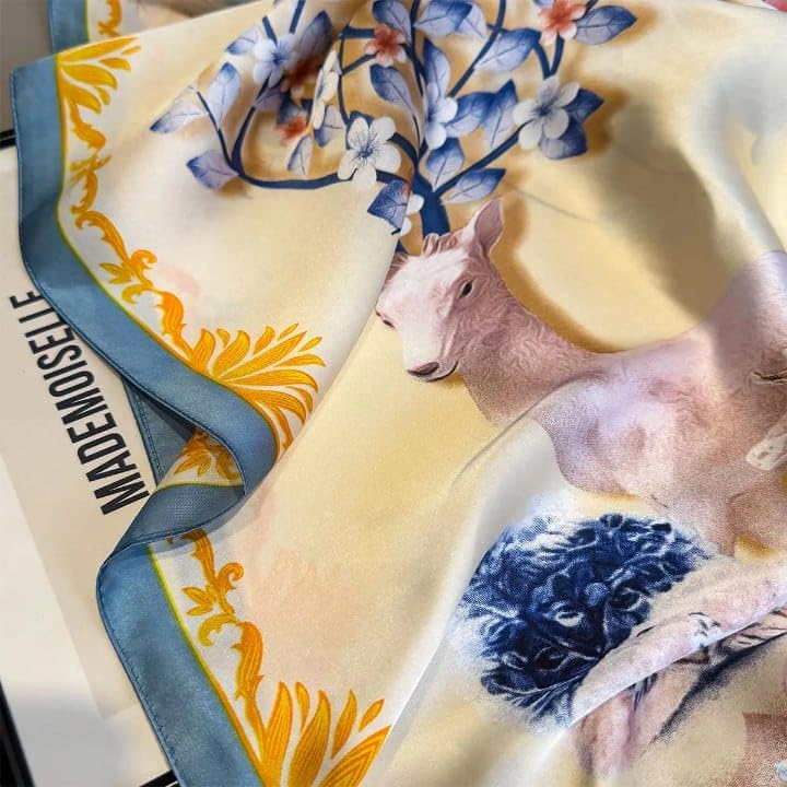 SWANKY Silk Stoles For Women Stylish Latest, Scarf for ladies & Girls, Head Neck Scarves, duppatta for girls (Cream With Yellow Flower)