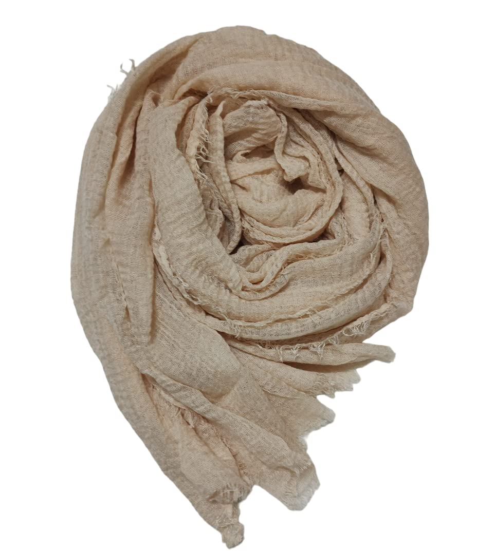 IBA ISBA COLLECTIONS Women's Crinkle Cotton Scarf, Stoles, Hijab (80 x 190 Cms) (Combo3units)