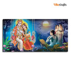 VIBECRAFTS Canvas Paintings for Living Room Drawing Room Radha Krishna Canvas Wall Painting Fitted With Wooden Frame For Home | Office | Living Room | Gifts (PTVCH_2548)(48 x 24 Inches)