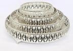 Decorative German Silver Tray Set of 4 Sets Designer Set Trays I Gifting Trays Set [Display for Home Wedding and Festive Decor Size 10 inch 8 inch 6 inch 4 inch. Without Stand. Flat Trays