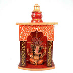 Apka Mart The Online Shop Pooja Mandir for Your Puja Ghar | Wooden Wall Hanging Puja Stand | God Temple for Home Office & Shop with Detachable Gumbad - 10 Inch