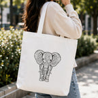 Adorvue Elephant DIY Art Tote Bag for Kids & Adults – Reusable Canvas Cotton Tote Bag for DIY Painting & Creative Activities, Stylish Eco-Friendly Bag for Shopping, Travel & College Pack of 1