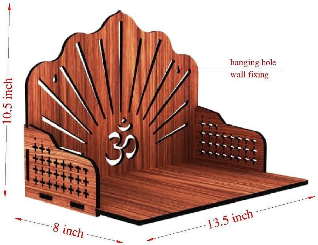 SSI Wooden Mandir for Pooja Home Decoration Wall Mounted Beautiful Temple