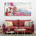 VIBECRAFTS Canvas Paintings for Living Room Drawing Room Women In Kimono Canvas Wall Painting Fitted With Wooden Frame For Home | Office | Living Room | Gifts (PTVCH_2549)(48 x 24 Inches)