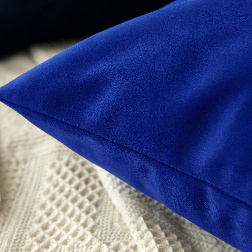 Khooti Velvet Cushion Cover, 18x18 | Royal Blue | Pack of 2 | Solid Plain Soft & Smooth, Decorative Cushion Covers for Living Room, Bedroom, Couches, Chairs, Sofas, Beds & Home Decor