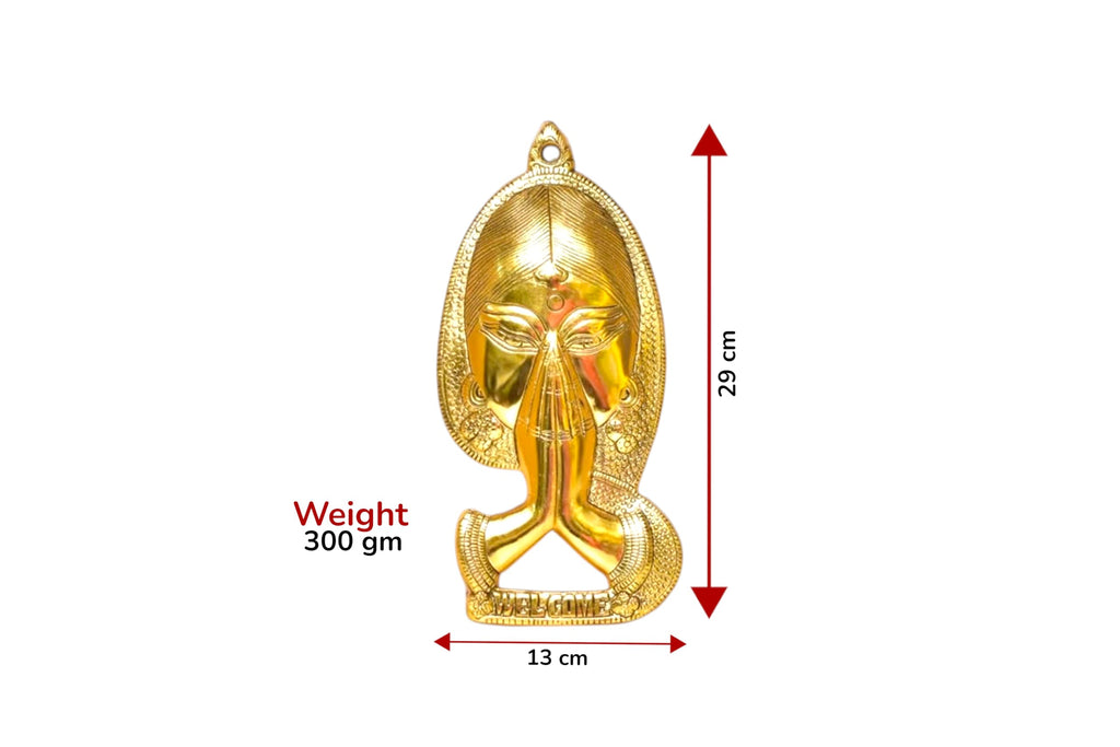 KridayKraft Aluminium Welcome Namaste Lady Door Metal Wall Hanging Decorative Showpiece for Home Wall Decor, House Warming Gift