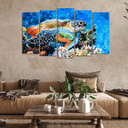 VIBECRAFTS Colorful Turtle Canvas Wall Painting Set of Five For Home|Office|Living Room|Gift (PTVC5Pcs2_6598)