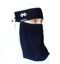 AL RIDHA Women's Babussalam Fabric Fashion Nosepiece One‑Layer Half Hijab Pendant Design Saudi Niqab for Muslim Women and Girls, Black (Crystal Bow Pendant)