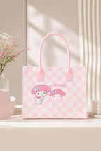 THE CUTE CRAZE New Cartoon Felt Tote Bag – Large Capacity Lightweight Shoulder Bag for Shopping, College & Daily Use (PINK)