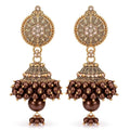 Traditional Gold-Plated pearl/moti Beaded Jhumka Earrings for Women | Ethnic Bridal & Festive Jewelry | Handmade Pearl Drop Jhumki | Lightweight Designer Earrings (brown chocolate)